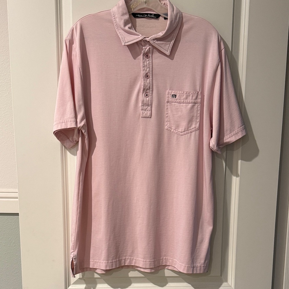 Travis Matthew Men's Pink Polo Shirt size Large